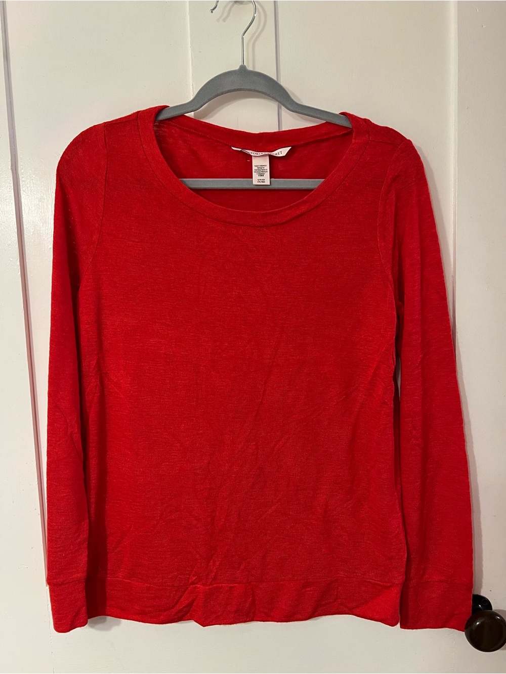 Victoria's Secret Red Long-Sleeve Crewneck Top